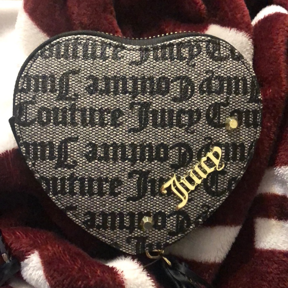Juicy Couture Heart Coin Purse. Black and Gray.